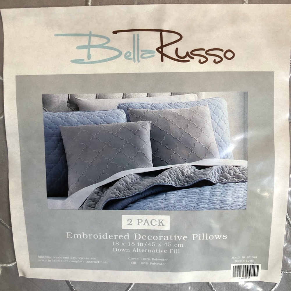 2 Pack Bella Russo Embroidered Decorative Accent Pillows - Picture 2 of 11